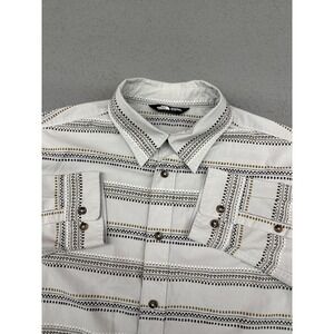 The North Face Shirt Mens XL White Gray Striped Button Down Long Sleeve Pockets